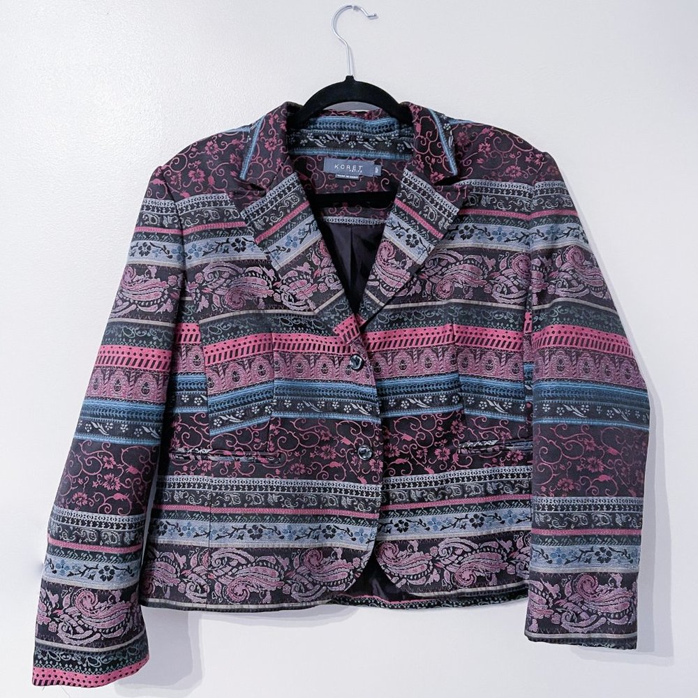 Koret Petite Women's Vintage Tapestry Print Blazer